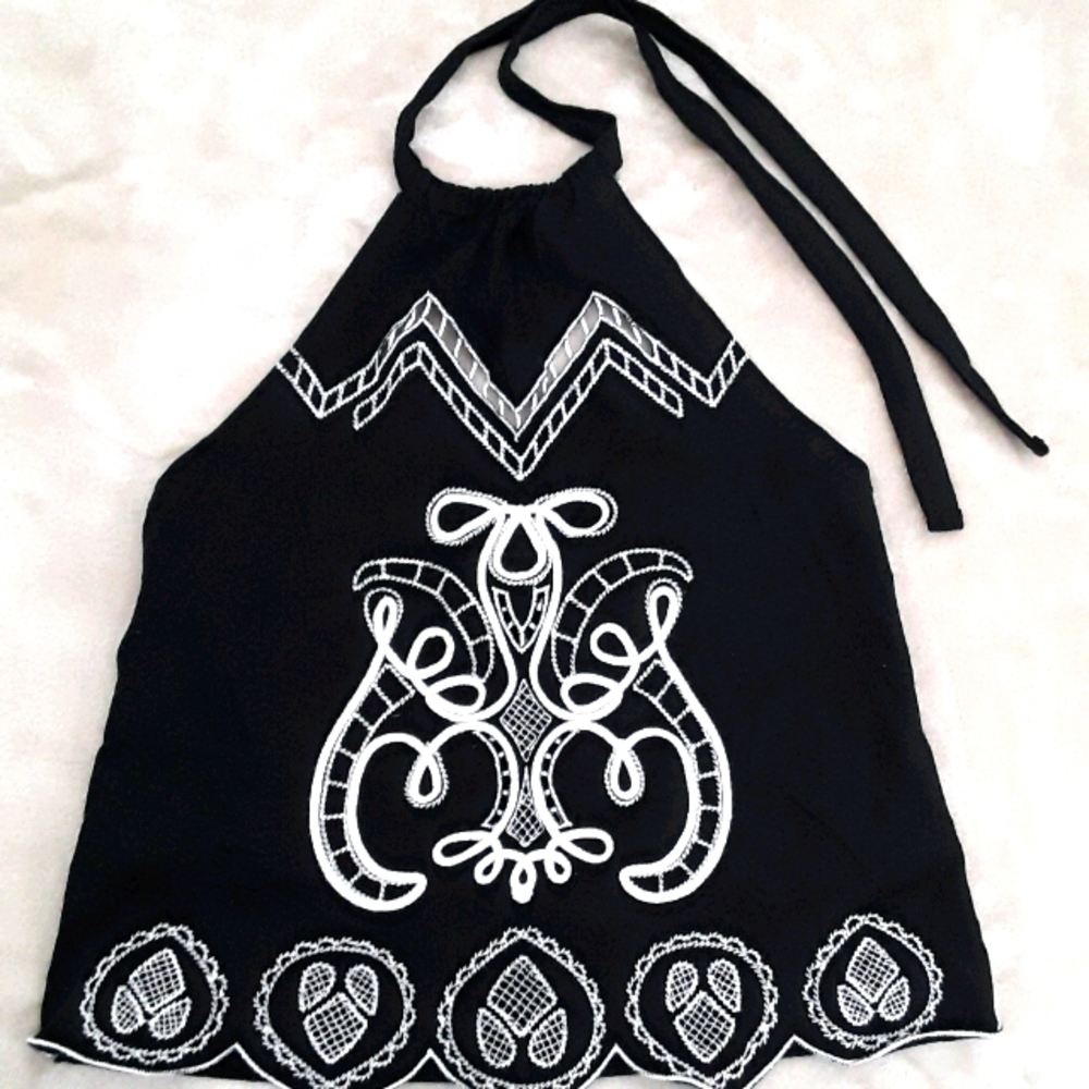 TOPSHOP BLACK HALTER TOP